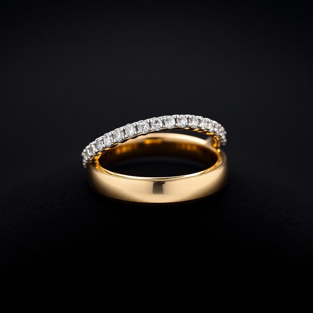 Pavé Stacked with Plain Gold