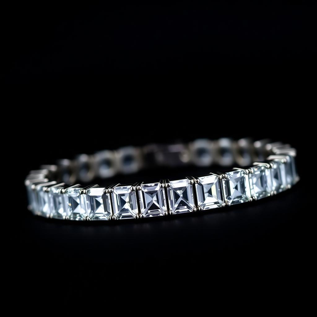 Emerald Cut Tennis Bracelet, White Gold