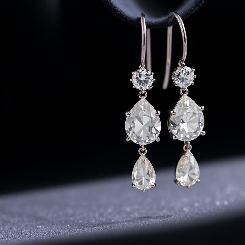 Three-Stone Pear Drops, Platinum