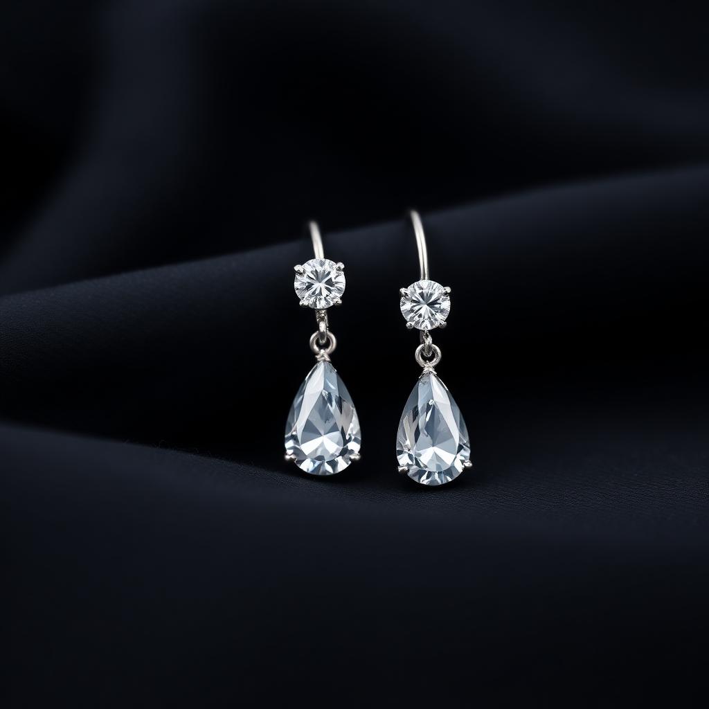 Pear Drops on Fixed Hooks, White Gold