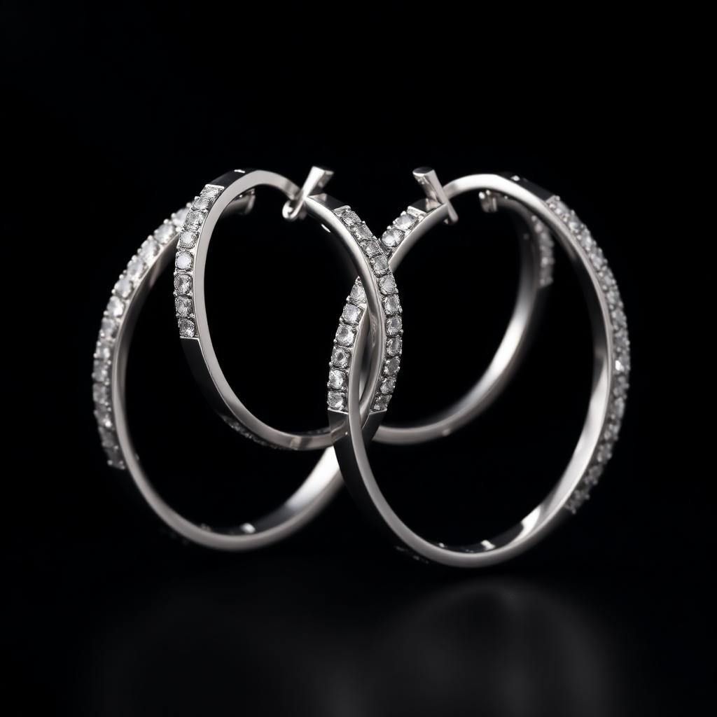 Inside-Out Pavé Hoops, White Gold