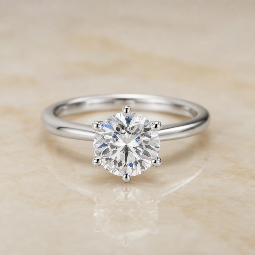 Round Brilliant Solitaire, 2.5 ct — Platinum