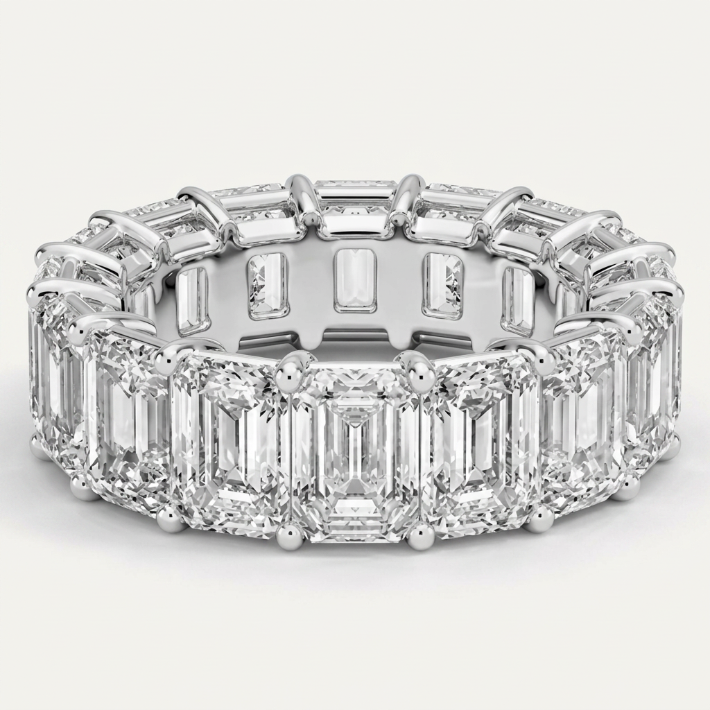 Emerald-Cut Eternity Band — White Gold