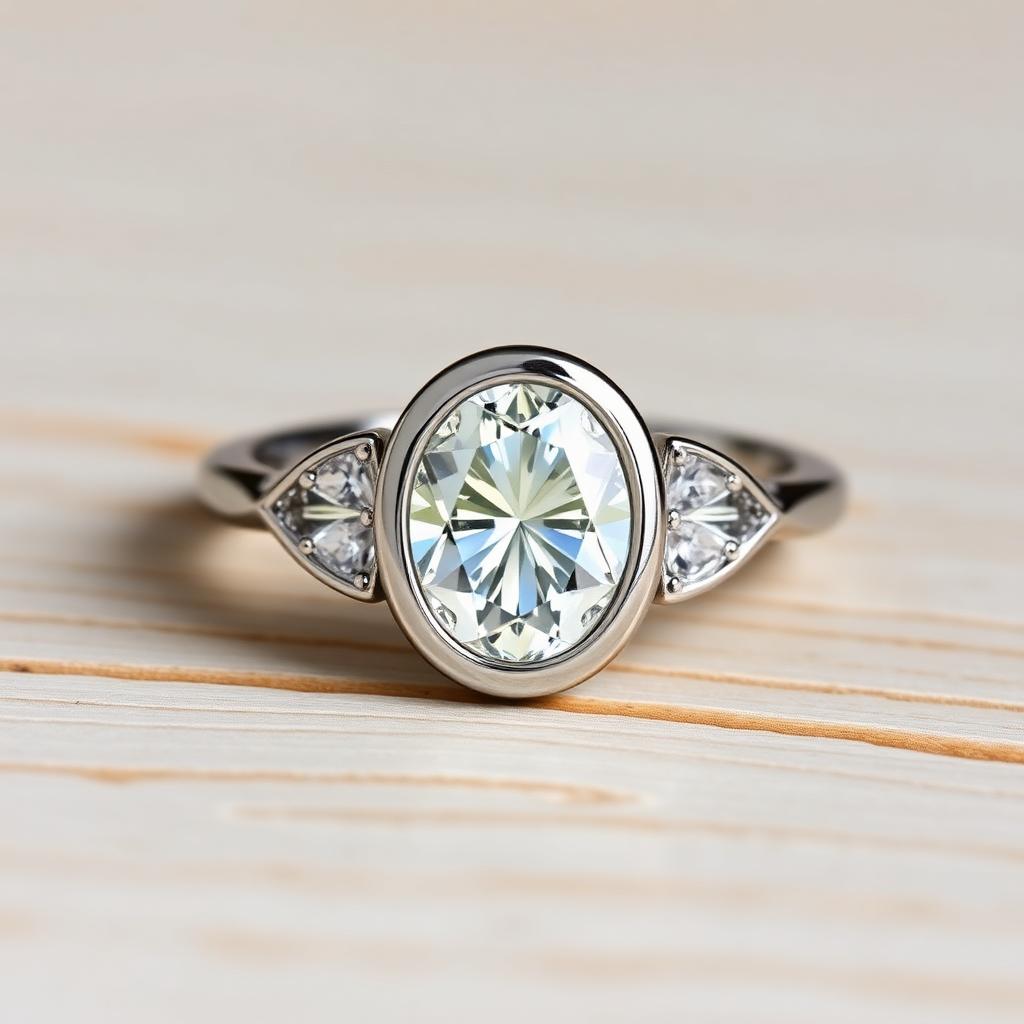 Oval Bezel with Half-Moon Sides, 6.5 ct — Platinum