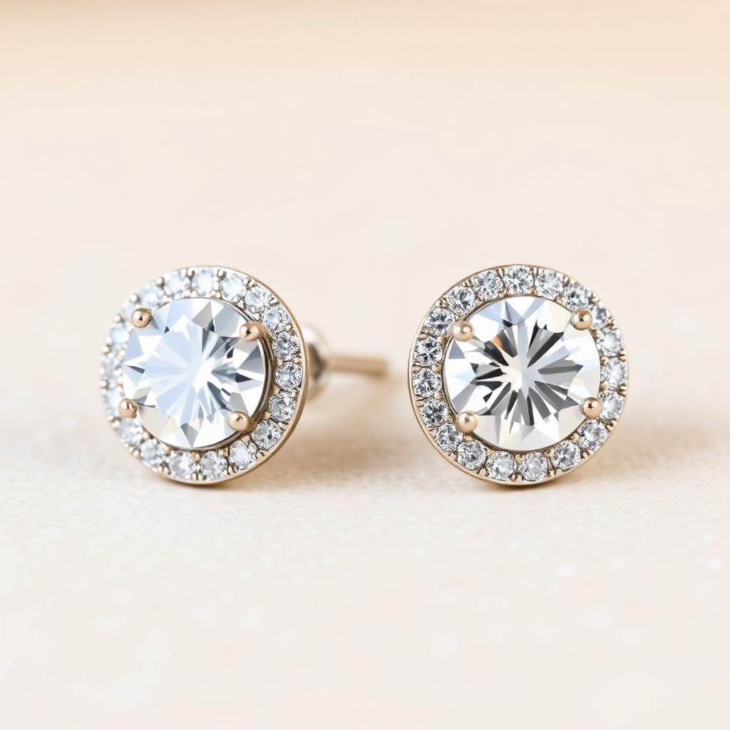 Round Brilliant Halo Studs, 4.0 ctw — White Gold