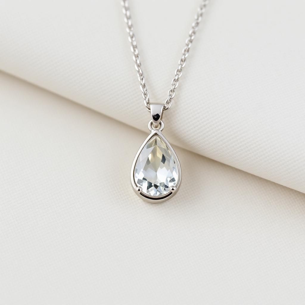 Pear Bezel Solitaire Pendant, 3.0 ct — White Gold