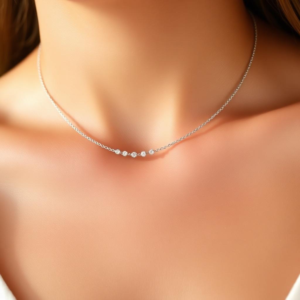 Diamond Station Necklace — White Gold