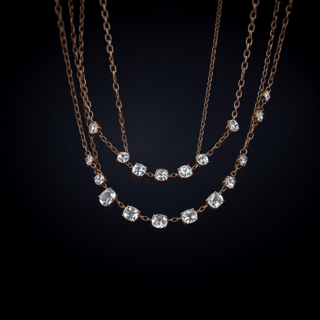 Layered Station Necklaces, Rose Gold