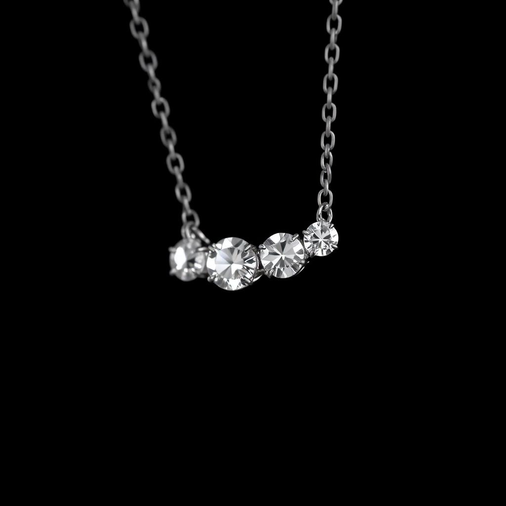 Graduated Four-Stone Necklace, White Gold
