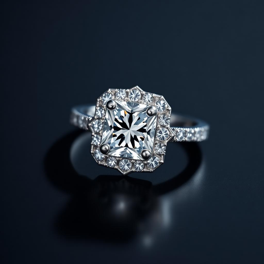 Radiant Halo Engagement Ring, Platinum