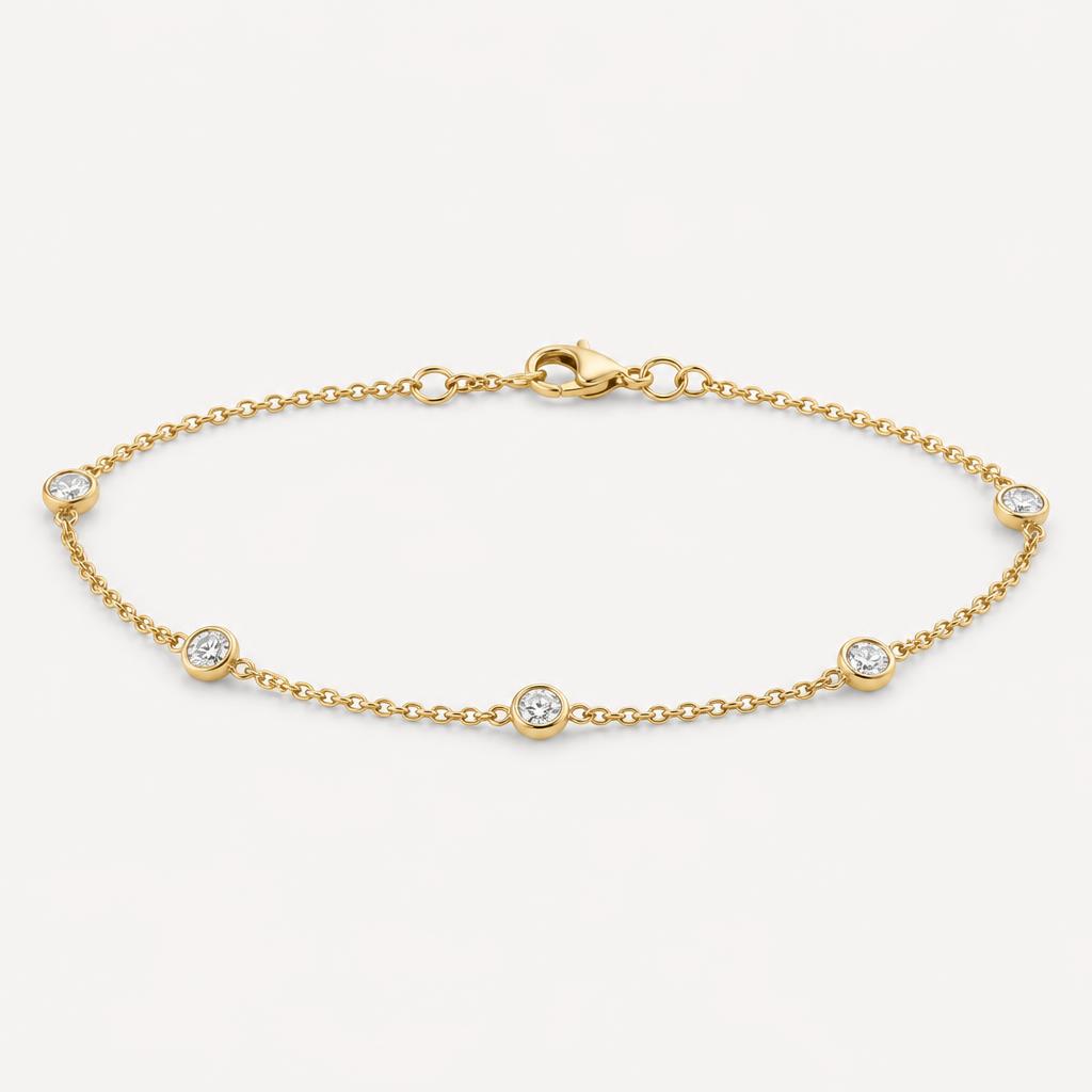 Diamond Station Bracelet — Yellow Gold