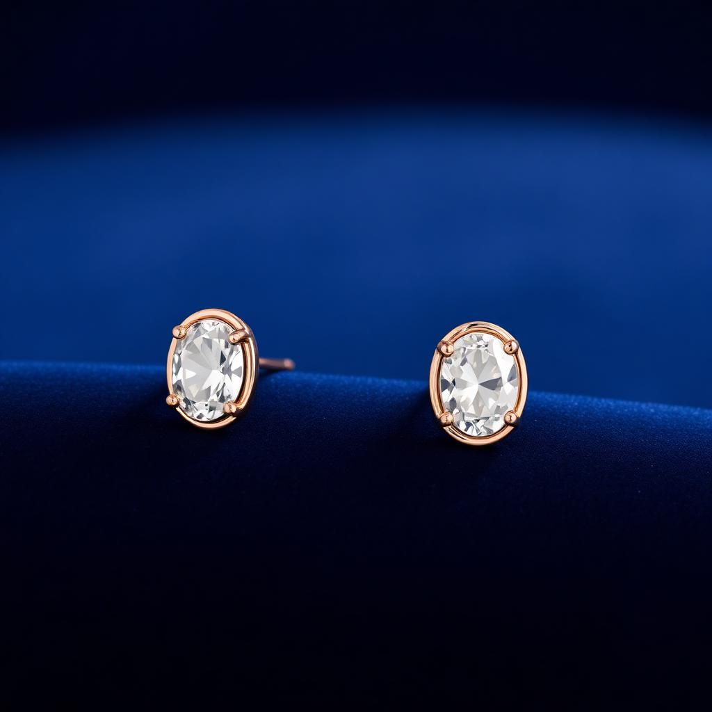 Oval Solitaire Studs, 2.2 ctw — Rose Gold