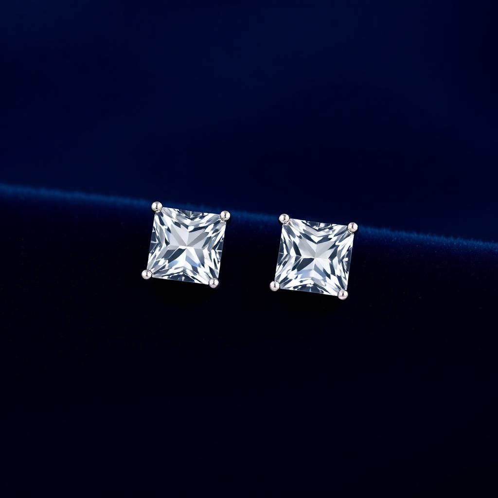 Princess-Cut Solitaire Studs, 1 ctw — Platinum