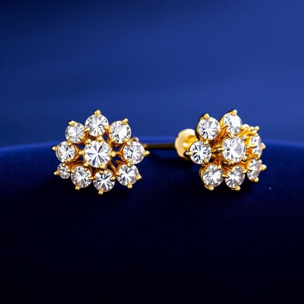 Floral Diamond Cluster Studs — Yellow Gold