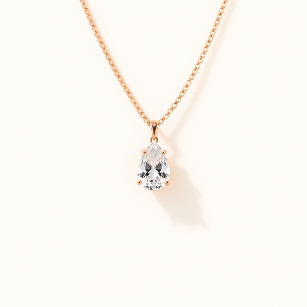 Pear Solitaire Pendant, 0.75 ct — Rose Gold